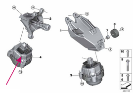 Hydroložisko motora pravé 30d, 40d B57X B57Y (OEM)