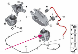 Hydroložisko motora ľavé 30d, 40d B57P B57R (OEM)