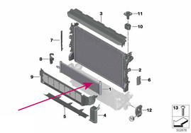 Chladič motora (vody) Gx rad 5,6,7,8 18d, 20d, 30d, 40d B47B B47D XD5O B57P B57R - prídavný (OEM)