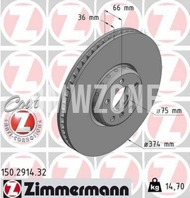 Predný ľavý brzdový kotúč (374x36mm) / 154mm vnútorný priemer