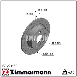 Zadný brzdový kotúč (280x10mm) dierovaný