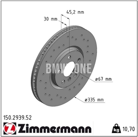Predný brzdový kotúč (335x30mm) dierovaný