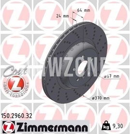 Zadný pravý brzdový kotúč (370x24mm) M-Performance dierovaný