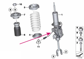 Predný tlmič pruženia pravý F10/F10 LCI (adaptívny podvozok) (OEM)