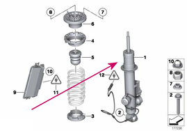 Zadný tlmič pruženia ľavý F10/F10 LCI (adaptívny podvozok) (OEM)