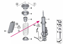 Zadný tlmič pruženia pravý F10/F10 LCI (adaptívny podvozok)
